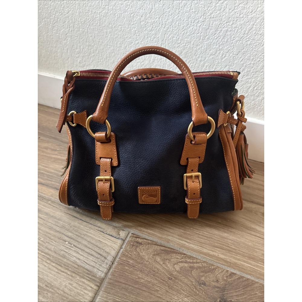 RARE Dooney & Bourke Suede Navy Jones Satchel w/ Dust Bag New Crossbody Strap